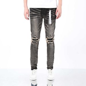 Offamiri High Street Pantaloni angosciati Autunno/inverno High Elastic Patch Slim Fit jeans per uomini per uomini