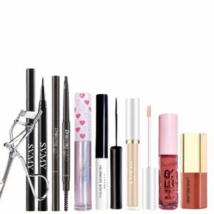 8 pezzi ALL IN ONE Kit completo per il trucco Impermeabile Ccealer EyeLiner Mascara Blush per gli occhi della ragazza Viso Labbra Cosmetico con pennello per trucco L8d4 #