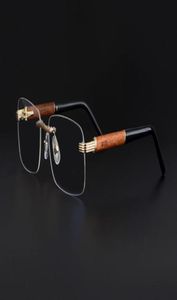 Designer Highgrade HUA Limumetalpureplank Noble Golden Glass Frame Rimless Superweight Male Busines Style Recept Glass1105643