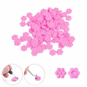 Neue 100 PCS Sieben löcher Falsche Eyel Extensi Blooming Cup Kleber Halter Rosa Fr Pflaume Geformte Eyeles Accories E70M #