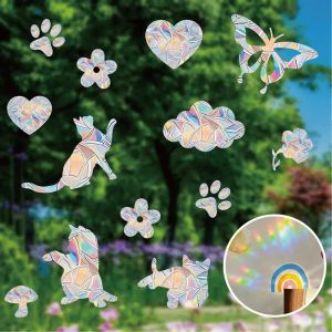 Klistermärken Sun Catcher Window Stickers Butterfly Ftained Rainbow Prism Glas klistermärke för hem barn sovrum dekoration jul nytt år