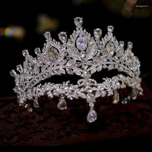 Saç klipleri lüks gelin tiara rhinestone crysta düğün taç aksesuarları kadın gelin diadem headdress kafa bandı parti mücevher mücevher