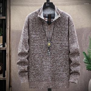 Men's Sweaters Autumn Winter Solid Turtleneck Zipper Pullover Long Sleeve Undershirt Sweater Knitted Fashion Office Lady Vintage Tops