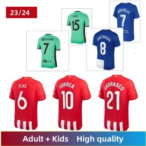 Atletico Madrids soccer jerseys GRIEZMANN 2023 2024 120th anniversary 23 24 M.LLORENTE KOKE SAUL Correa LEMAR football shirt Adult + Kids Kit