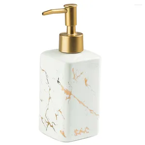 Storage Bottles Soap Dispenser Ceramic Hand Bottle Refillable Marbling & Lotion For Bathroom Kitchen(White)