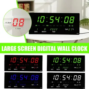 Relógios de parede Relógio digital luminoso 4 alarmes por hora carrilhão data led calendário plug tabela com temperatura desktop eleito g4i5