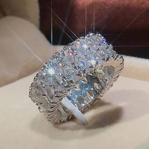 Högkvalitativ Moissanite Diamond Gemstone Wedding Rings for Women Men Inlay Mosan Diamond Ring CZ Zircon Lovers Förlovningsringar Festgåvor Fina smycken