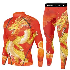 Findci Mens Sports Compression Baselayer Set Leisure Camouflage Long Sleeves Workout Trousers Training Tracksuits 240322