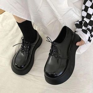 Sapatos de vestido Mocassins Mulher Plataforma Mulheres Estilo Japonês PU Couro Escritório Conforto Casual Calçado Senhoras Bombas