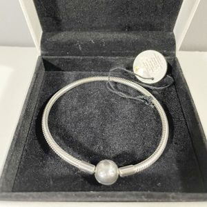 Autentyczna gładka srebrna bransoletka klamry odpowiednia do biżuterii bransoletki z urokiem 590728