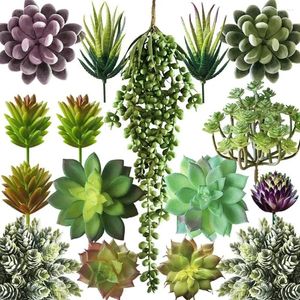 Decorative Flowers Artificial Succulent Plants Fake Assorted - 16 Pack Unpotted Realistic Textured Succulents Picks For Decoration