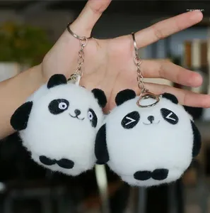 Keychains Chinese Painting Keychain Panda For Men Women Key Chain Of Backpack Bag Car Pendant Plush Doll Ring Holder