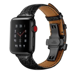 Accessori cinturino in pelle Fhxkz alligatore Francia per cinturino Apple Watch 42mm 38mm 44mm 40mm Apple Watch 6 5 4 3 2 braccialetto iwatch