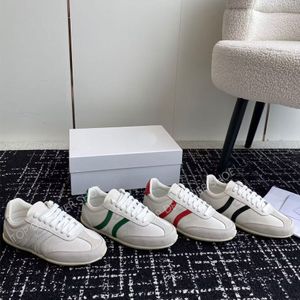 Toppkvalitet äkta läder snörning tennisskor lapptäckbanan sneakers low-top tränare casual platt skor varumärke lyx designer sport sko fabrik skor