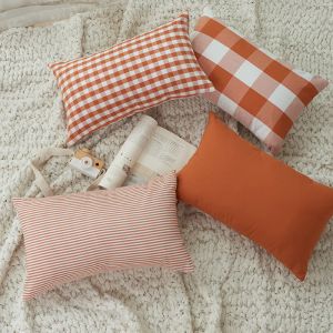 Plaid Striped Throw Pillow Covers Sofa Chair Decorative Cotton Cushions Cover Red Coffee Green Blue Pillowcase