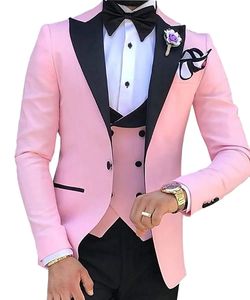 Men 3 Pieces Suits For Custom Made Groom Groomsmen Tuxedos Wedding Suit Terno MasculinoJacketPantVest 240312