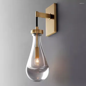 Vägglampor moderna lyxiga vatten dropplampa nordiska glas mässing sconces för trappa restaurang sovrum sovrum ljusarmaturer