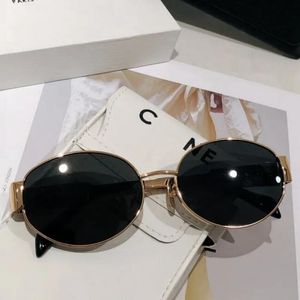 Kadınlar için güneş gözlüğü oval çerçeve tasarımcı güneş gözlüğü 943 40235 3655 kadın metal ayna bacakları yeşil lens güneş gözlüğü retro küçük yuvarlak çerçeve seksi küçük kadın gözlük