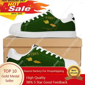 Sıradan ayakkabılar yeşil düz spor ayakkabı Amerika polinezya aşiret altın samoa harita baskı özel adam konfor yürüyüş spor kadınlar koşu