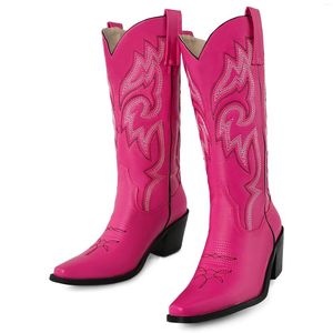 Stövlar Ippeum Western Cowboy Women's White Shoes in Purple Botas Knee High Cowgirl Pink Bota Texana Country Feminina 2024