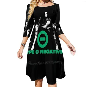 Casual Dresses Type O Square Neck Dress Cute Loose Print Elegant Beach Party Of Negative Band Dark Hardcore Metal Doom