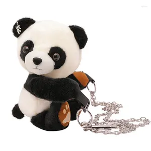 Axelväskor söta 3d panda björn plysch crossbody för tonårsflickor kvinnor kawaii liten kedja telefonpåse sling messenger