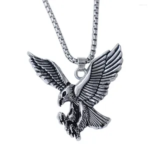 Correntes moda masculina punk hip hop alado águia metal pingente colar jóias de aço inoxidável