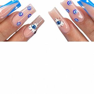 1pcs Turkish Blue Evil Eye Nail Art Sticker Self-Adhesive 3D Colorful Charms DIY Abstract Line Sliders Decoratis Nail Decals L4MY#