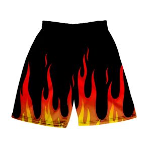 Red And Yellow Flame Beach Shorts Men Women Short Pants Fitness Bodybuilding Shorts Male Breathable Mesh Quick Dry Jogger