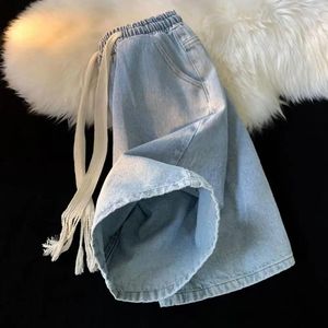 Herr jeans casual män denim shorts bekväm elastisk dragkonst med fickor sommarstrand för