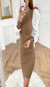 Seksi Kadınlar Bayanlar Puf Sleepe Dress Sweater Jumper 2021 Kış Bodycon Uzun Pullover Tops Party Party Akşam Mini XL Günlük Elbiseler5241425