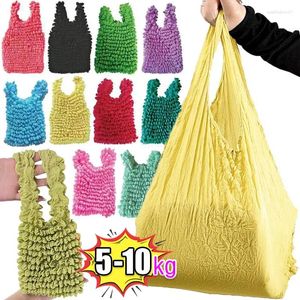 Shoppingväskor Magic Creative Expansion Fold Pleated Flexible Stretch Bag stor kapacitet Multi Purpose Bubble Elastic Paddy