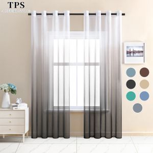 Cortinas tps gradiente cor pura para sala de estar quarto tule cortinas para a cozinha decoração da sala tratamento janela porta cortinas