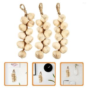 Decorative Flowers 3 Pcs Simulated Vegetable Skewers Kitchen Hanging Decor Artificial Garlic Model Models Onion Farmhouse Wall Foam