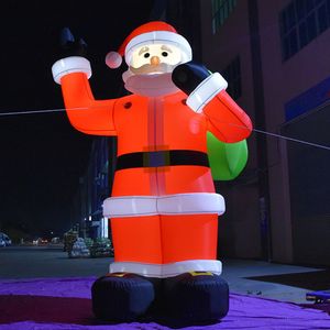 10MH (33 ft) med fläktjätten jul uppblåsbar jultomten utomhusblåsbara far gammal man dekoration anpassad reklam med LED -ljus, gratis fartyg
