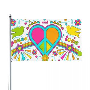 Akcesoria Kolor Inskrypcje Pokój i miłość i flagi gołębi dekoracja domu na prezenty na zewnątrz flagi wewnętrzne poliester z mosiężną dziurką guziką