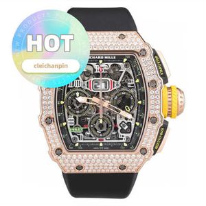 Designer Wrist Watch RM Wristwatch RM11-03 Original Diamond Set Chain Chronograph 18K Rose Gold Diamond Set