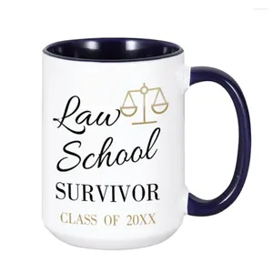 Canecas Caneca engraçada Lei School Survivor Classe de 2024 Graduação Xícara de Chá para Estudantes Graduados 15oz Suco de Água em Casa