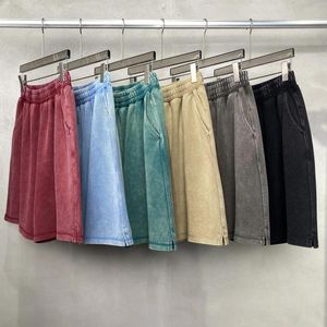 Men's Shorts Pearl Cotton Wax Dyed Worn-out Washed