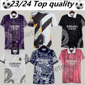 Sıcak satış 22 23 24 25kinese ejderha pembe futbol gömlek Tayland Vini Jr Futbol Forması Tchouameni Real Madrids Camavinga Bellingham Alaba Erkekler Kit üniforma