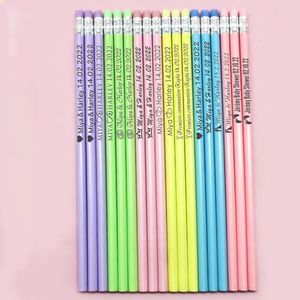 Personalized Engraved Wooden Colored Pencils Customized School Decor Pen With Eraser Wedding Gift Favors Baby Shower Party 240323