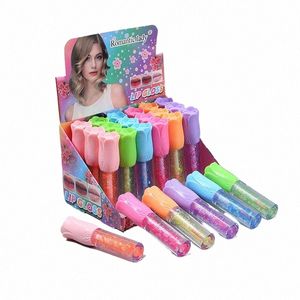 24pcs gül fr dudak parlak renk değişimi doğal nemlendirici dudak parlatıcı kızlar dudak yağı kawaii dudaklar makyaj toptan d30h#