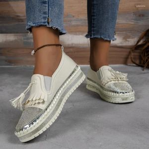 Casual Shoes Women Slip On Shallow Loafers Autumn Sneakers Female Fashion Bow Flat Tassel Single Zapatos Mujer