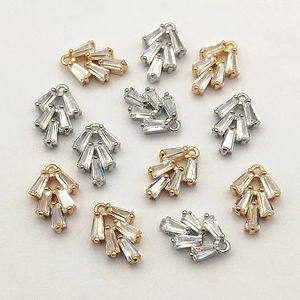 Arrival 9x1m 50pcs Cubic Zirconia Feather Charm For Handmade Necklace Earring Parts DIY AccessoriesJewelry Findings 240315