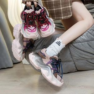Scarpe casual Krasovki 5.5CM Sneaker robusta in vera pelle sintetica Vulcanize Pumps Stivaletti in tessuto di alta marca Zeppa con plateau da donna