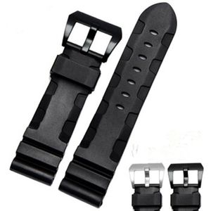 Panerai için Kauçuk Bant Silikon Strap Bilek Saat Bantları Siyah 24 26mm293m