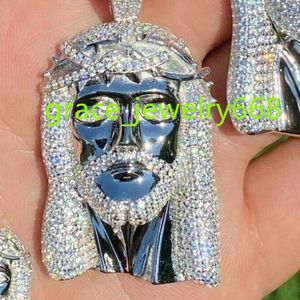 Hip Hop Jewelry Men Moissanite Necklace 925 Silver New Large Jesus Moissanite Piece Pendant Punk Sterling Silver Charm Pendants