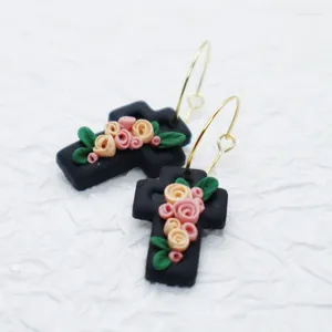 Dangle Earrings Fashion Clay For Women Girls Trendy Handmade Polymer Flowers Hoop Earring Jewelry Accessory