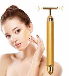 t-shaped Thin Face Artifact 24k Golden Vibrating Facial Massager T Shape Facial Roller Massager Vibrating Lifting Body Skin n2YO#