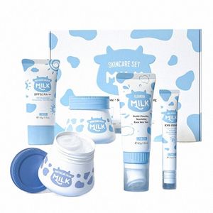 5pcs/set LAIKOU Milk Skin Care Sets Sunscreen Facial Cleanser Face Whitening Creams Eye Cream Moisturizing Face Care Kit y2jc#